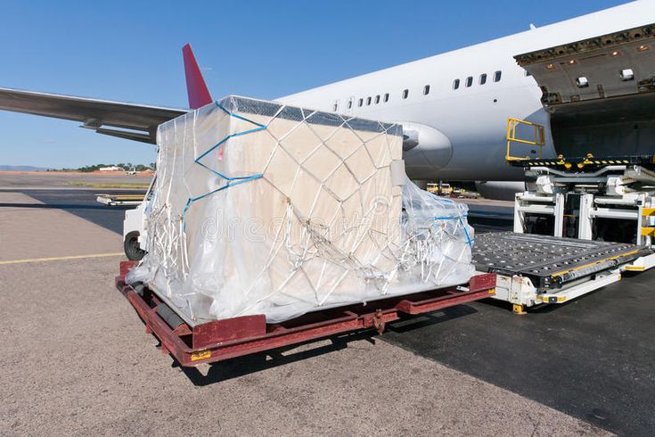 Air freight cargo being loaded